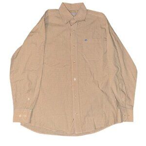 Southern Tide Orange and white checkered button-up shirt